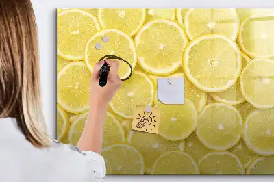 Tablă magnetică cu ștergere uscată cu model felii de lămâie
