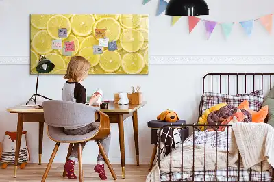 Tablă magnetică cu ștergere uscată cu model felii de lămâie