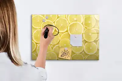 Tablă magnetică cu ștergere uscată cu model felii de lămâie