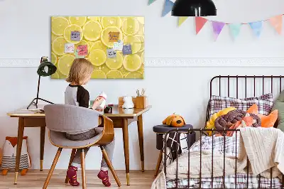 Tablă magnetică cu ștergere uscată cu model felii de lămâie