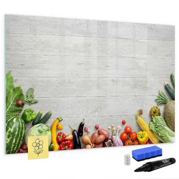 Tablă magnetică cu ștergere uscată cu model legume pe masă