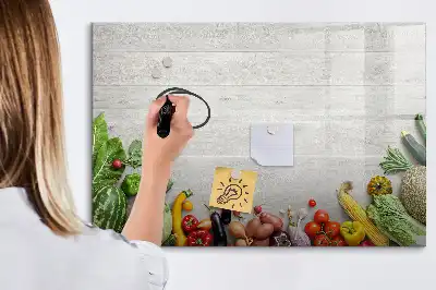 Tablă magnetică cu ștergere uscată cu model legume pe masă