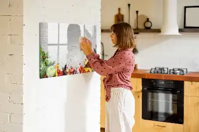 Tablă magnetică cu ștergere uscată cu model legume pe masă
