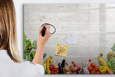 Tablă magnetică cu ștergere uscată cu model legume pe masă