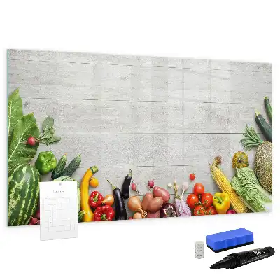Tablă magnetică cu ștergere uscată cu model legume pe masă