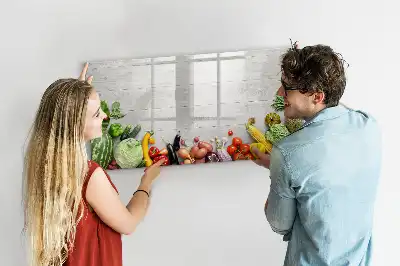 Tablă magnetică cu ștergere uscată cu model legume pe masă