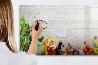 Tablă magnetică cu ștergere uscată cu model legume pe masă