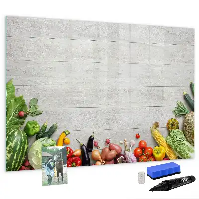 Tablă magnetică cu ștergere uscată cu model legume pe masă