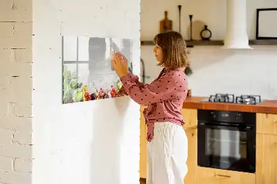 Tablă magnetică cu ștergere uscată cu model legume pe masă