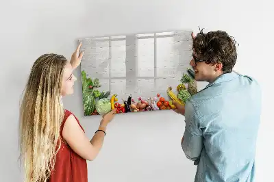 Tablă magnetică cu ștergere uscată cu model legume pe masă