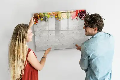 Tablă magnetică cu ștergere uscată model cu fructe pe masă