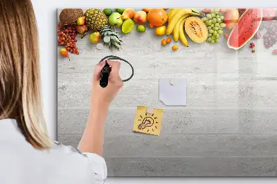 Tablă magnetică cu ștergere uscată model cu fructe pe masă