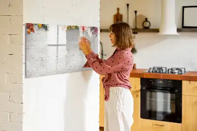 Tablă magnetică cu ștergere uscată model cu fructe pe masă