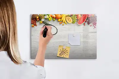 Tablă magnetică cu ștergere uscată model cu fructe pe masă