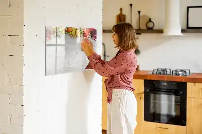 Tablă magnetică cu ștergere uscată model cu fructe pe masă