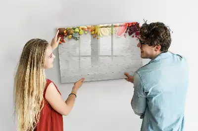 Tablă magnetică cu ștergere uscată model cu fructe pe masă
