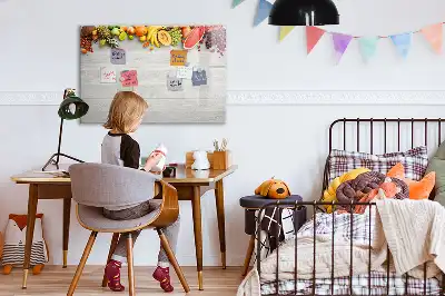 Tablă magnetică cu ștergere uscată model cu fructe pe masă