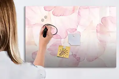 Tablă magnetică cu ștergere uscată decorată cu petale în acuarelă