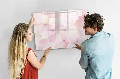 Tablă magnetică cu ștergere uscată decorată cu petale în acuarelă