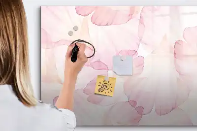 Tablă magnetică cu ștergere uscată decorată cu petale în acuarelă