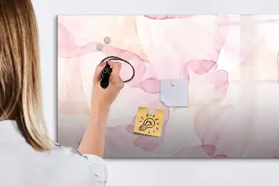 Tablă magnetică cu ștergere uscată decorată cu petale în acuarelă
