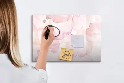 Tablă magnetică cu ștergere uscată decorată cu petale în acuarelă