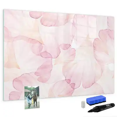 Tablă magnetică cu ștergere uscată decorată cu petale în acuarelă