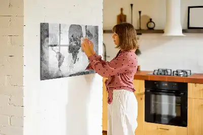 Tablă magnetică cu ștergere uscată cu harta lumii
