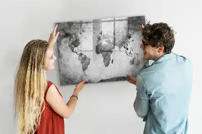 Tablă magnetică cu ștergere uscată cu harta lumii