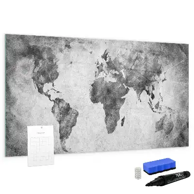 Tablă magnetică cu ștergere uscată cu harta lumii