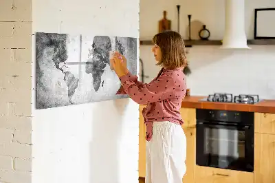Tablă magnetică cu ștergere uscată cu harta lumii