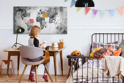 Tablă magnetică cu ștergere uscată cu harta lumii