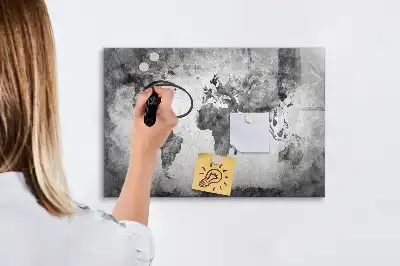 Tablă magnetică cu ștergere uscată cu harta lumii
