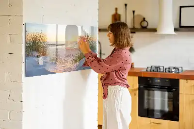 Tablă magnetică cu ștergere uscată cu model apus de soare pe plajă