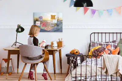 Tablă magnetică cu ștergere uscată cu model apus de soare pe plajă