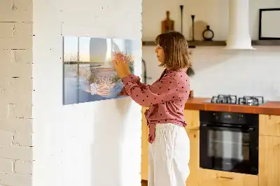 Tablă magnetică cu ștergere uscată cu model apus de soare pe plajă