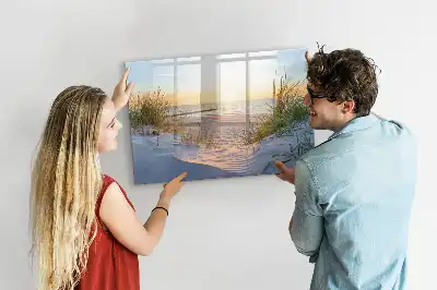 Tablă magnetică cu ștergere uscată cu model apus de soare pe plajă