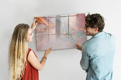 Tablă magnetică cu ștergere uscată cu model de marmură decorativă