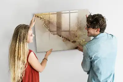 Tablă magnetică cu ștergere uscată cu model de marmură aurie