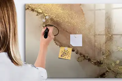 Tablă magnetică cu ștergere uscată cu model de marmură aurie