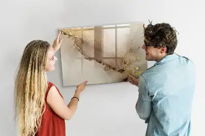 Tablă magnetică cu ștergere uscată cu model de marmură aurie