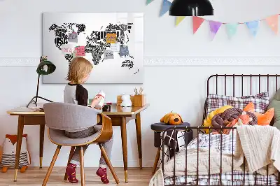 Tablă magnetică cu ștergere uscată harta lumii