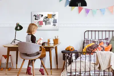 Tablă magnetică cu ștergere uscată harta lumii