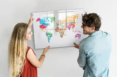 Tablă magnetică cu ștergere uscată cu nume colorate de țări