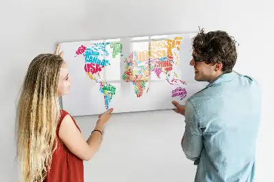 Tablă magnetică cu ștergere uscată cu nume colorate de țări