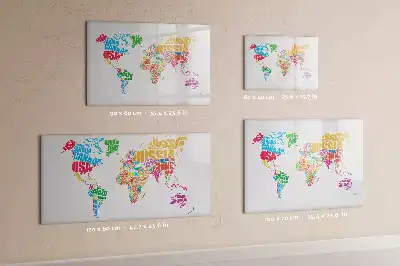 Tablă magnetică cu ștergere uscată cu nume colorate de țări
