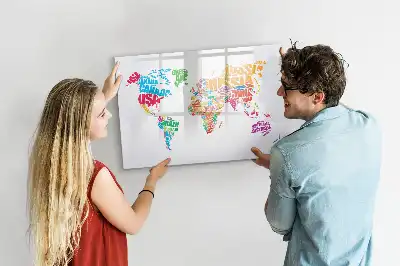 Tablă magnetică cu ștergere uscată cu nume colorate de țări