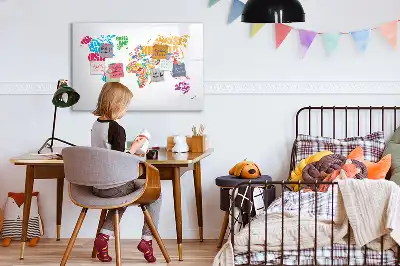 Tablă magnetică cu ștergere uscată cu nume colorate de țări