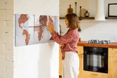 Tablă magnetică cu ștergere uscată cu hartă a lumii imprimată