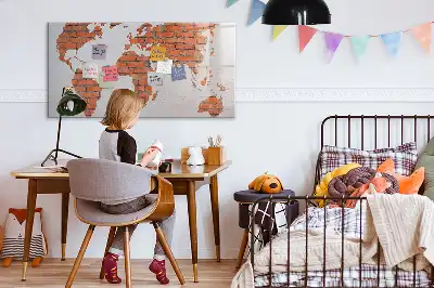 Tablă magnetică cu ștergere uscată cu hartă a lumii imprimată